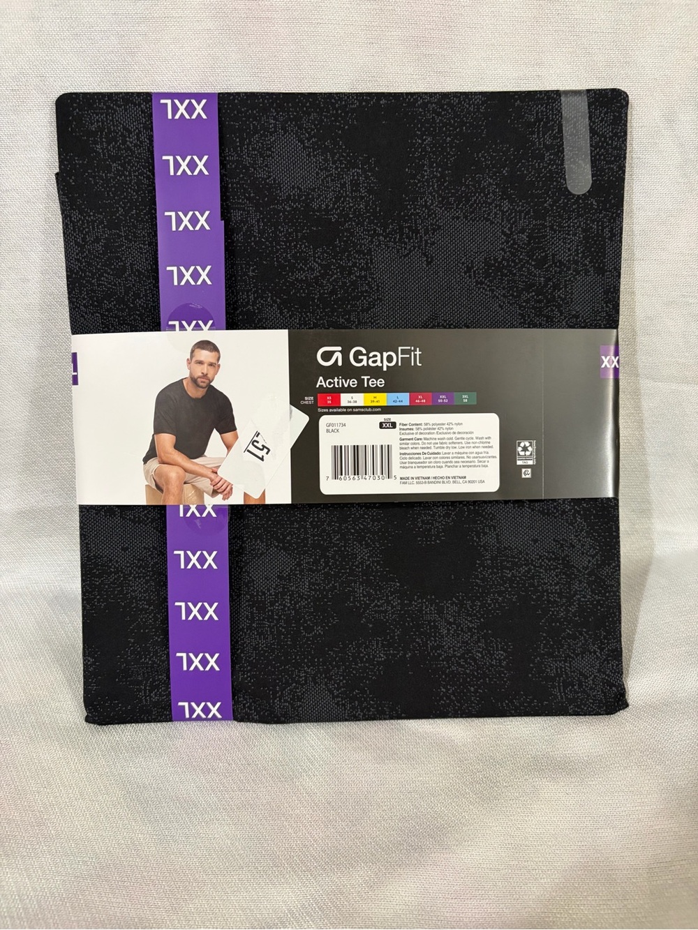GapFit Men’s XXL Active Tee Black Performance Athletic Shirt NWT
